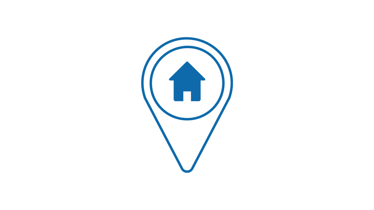 Icon Verbraucherbildung Vor Ort  - Pin mit Haus